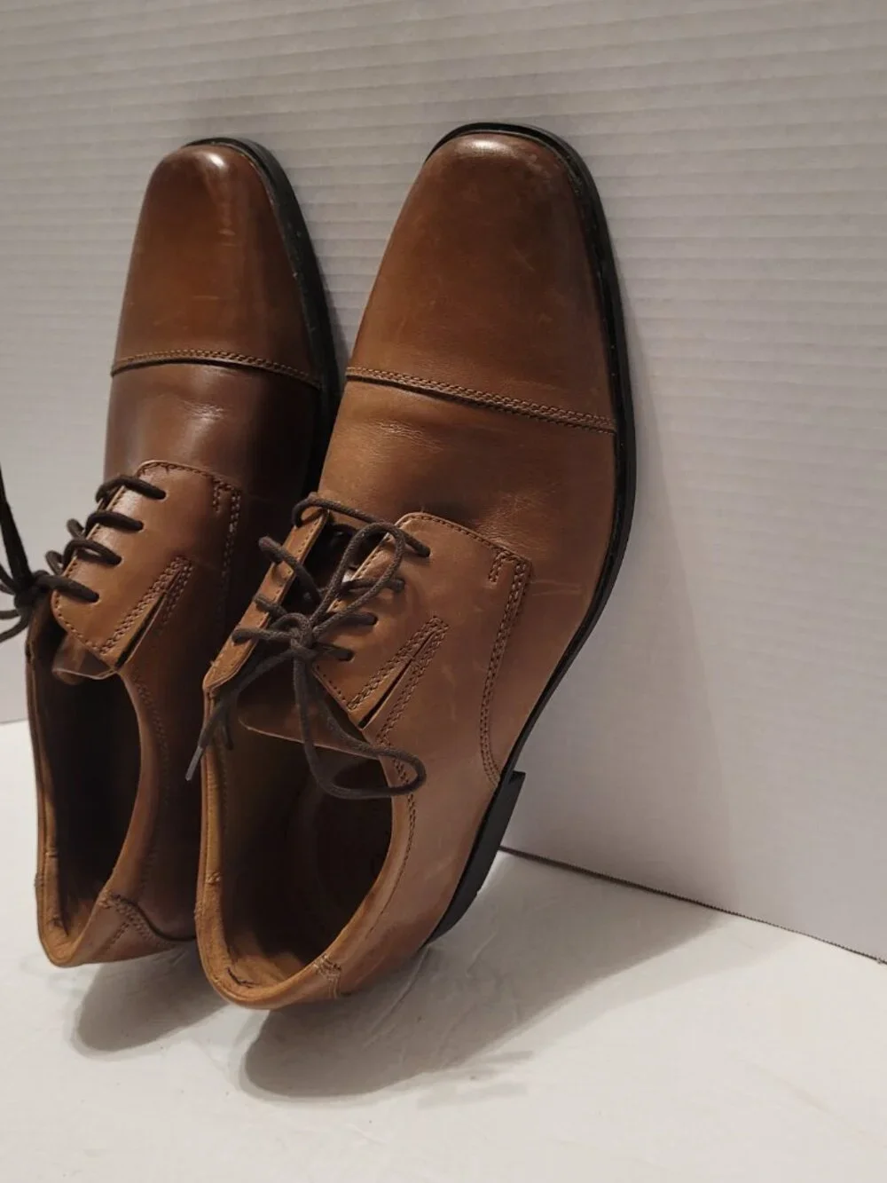 Clarks Collection Men's Brown Leather Cap Toe Oxford Dress Shoes US 10 M